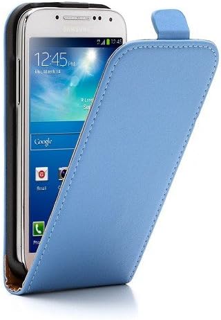 JUJEO Vertical Genuine Split Leather Case for Samsung Galaxy S4 mini I9195 I9190 I9192 - Blue - Non-Retail Packaging