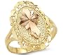 14k Yellow and Rose Gold Cross Crucifix Religious Ring