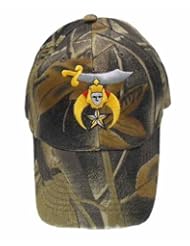 Sports: Shriners camouflage Camo Baseball Cap/ Hat with Shriner Society Logo/ Shriners Emblem with Sword, Moon, Star, Mesh/ Pitted Design, Ancient Arabic Order of the Nobles of the Mystic Shrine, A.A.O.N.M.S. Masonic Lodges - Generic