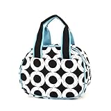 Quilted Circle Print Lunch Bag (Insulated) - Choice of Colors (11x7x5) (Blue/Black)