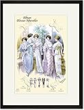 Black Framed/Matted Print 17x23, Album Blouses Nouvelles: An Evening in Bows and Ruffles