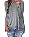 ZANZEA Women Casual Crochet Lace Patchwork Irregular Solid Color T-Shirts Tops Blouse
