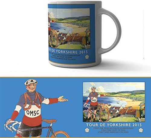ARTIST DESIGNED COFFEE/TEA MUG - Art/Artwork Comes From A Collection Of Licensed Classic, Retro, Vintage, Antique And Original Designs - This "Tour de Yorkshire [bicycle race]" Mug Has A Lovely Decorative Design/Theme - Perfect For A Delicious Cup Of Coffee, Tea, Hot Cocoa & More! - Makes A Wonderful Gift!