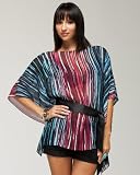 Printed Color Stripe Silk Tunic - SMOKEY ROSE (S)