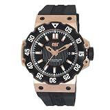 CAT Men's D319121129 Deep Ocean Date Black Analog Dial and Rose-Goldtone Case with Black Rubber Strap Watch