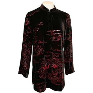 Buy Citron Ladies Vintage Clothing Rayon and Silk, Black and Red Sheer Duster Accented by Fabric... by Citron Clothing