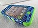 iPhone 4 4S Case Cover Hybrid Blue Zebra Bling Rhinestones with Neon Green