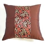 EXP Chocolate Brown Cushion Cover / Pillow Sham With Silky Filigree Dragon Detail