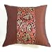 EXP Chocolate Brown Cushion Cover / Pillow Sham With Silky Filigree Dragon Detail