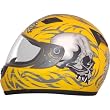 Daytona Shadow Skulls D.O.T. Approved Full Face Street Bike Racing Motorcycle Helmet - Yellow / 3X-Large
