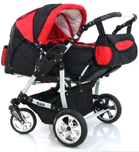 ADBOR Twin Pram DUO No.6 black / red ADBOR Twin Pram DUO No.6 black / red
