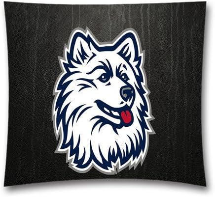 Connecticut Huskies Pillowcase, Pre-Shrunk Cotton Linen Square Throw Pillow Cover, 18X18 NCAA Decoractive Pillow Case, Halloween Deco