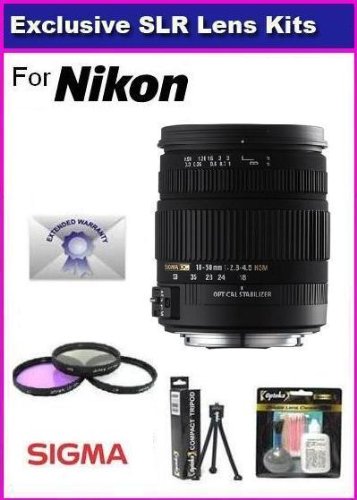 Sigma 18-50mm f/2.8-4.5 SLD Aspherical DC Optical Stabilized (OS) Lens with Hyper Sonic Motor (HSM) for NIKON D3X D3S D3 D700 D300S D90 D70 D70S D200 D40 D80 D60 D90 D40X Includes PRO HD 3PC Filter Kit + Lens Cleaning Kit + 7 Year Lens Warranty + More