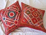 Review NovaHaat  / 2 INDIAN MIRROR EMBROIDERY THROW PILLOWS CUSHION CASES