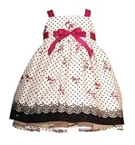 Rare Editions Infant Girl 12M-24M PINK WHITE BLACK FLORAL BORDER DOT PRINT Special Occasion Wedding Flower Girl Party Dress