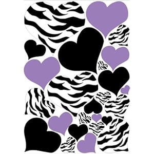 Zebra Print, Black and PURPLE Heart Wall Stickers,decals, Graphics Zebra Print, Black and PURPLE Heart Wall Stickers,decals, Graphics