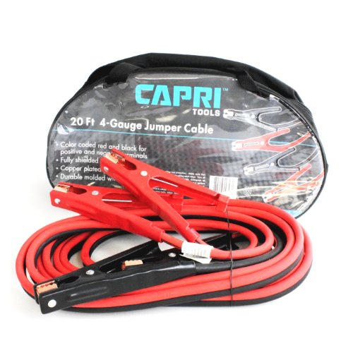 Capri Tools Heavy Duty Auto Jumper Cables 20Ft Length Heavy 4 Gauge Wire with Storage Bag