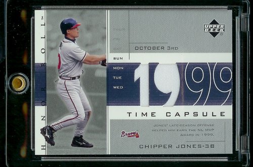 2002 Upper Deck Honor Roll Time Capsule Chipper Jones Jersey Atlanta Braves Baseball Card - Mint Condition - Shipped In Protective Display Case!