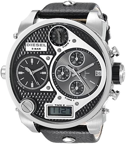 Diesel Watches DZ7125 Chronograph Stainless steel case with a black leather strap.