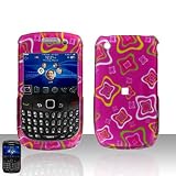 Sparkle Twisting Stars on Pink Snap on Hard Skin Faceplate Cover Case for Blackberry Curve 8520 8530