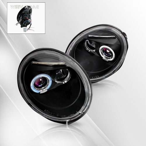 Volkswagen VW Beetle 98 99 00 01 02 03 04 05 Projector Headlights ~ pair set (Black) On Sale