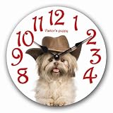 HORLOGE MURALE CHIEN COWBOY 34cm ronde NEUF TOUTOU