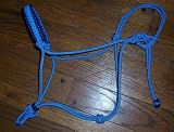 blue clinician rope horse halter with braided noseband