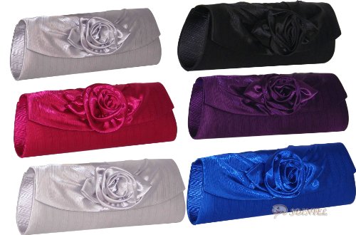 LADIES SATIN EVENING WEDDING PROM PARTY CLUTCH HANDBAG WOMEN GIRL SHOULDER BAG 1