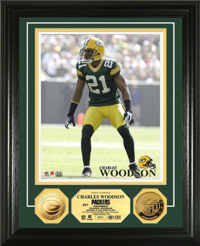 Charles Woodson Framed 24KT Gold Coin Green Bay Packers Photo Mint