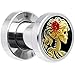 Body Candy Stainless Steel Red Rose Skeleton Screw Fit Plug Pair (5mm to 20mm)