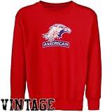American Eagles Youth Red Distressed Logo Vintage Crew Neck Fleece Sweatshirt