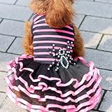 Urparcel Pet Dog Lace Tutu Dress Striped Spider Skirt Princess Clothes Rose M