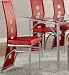 Dining Chair in Silver Metal Red Leather Like (Set of 2)