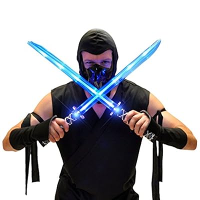 Mememall Fashion Ninja Light Up LED Sword Sticks Sounds Halloween Costume Toys Deluxe Lot Samurai