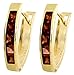 Genuine Princess Garnet 14k Gold Oval Hoop Huggie title=