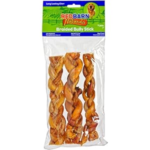 Redbarn 7-Inch Braided Bully Sticks - 3-Pack