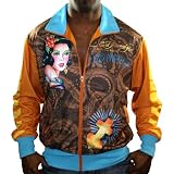 ED HARDY by Christian Audigier Mens Tattoo Graffiti Track Jacket Chocolate Brown