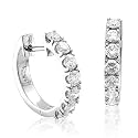 14k White Gold 7 Stone Hoop Diamond Earrings (GH, SI3-I1, 1.00 carat)