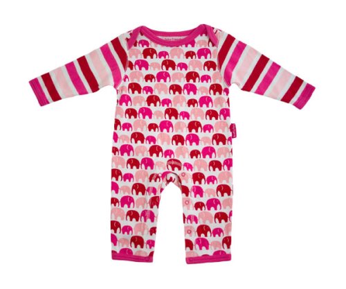 Toby Tiger Red/Pink Elephants Organic Sleepsuit (6-12 months)