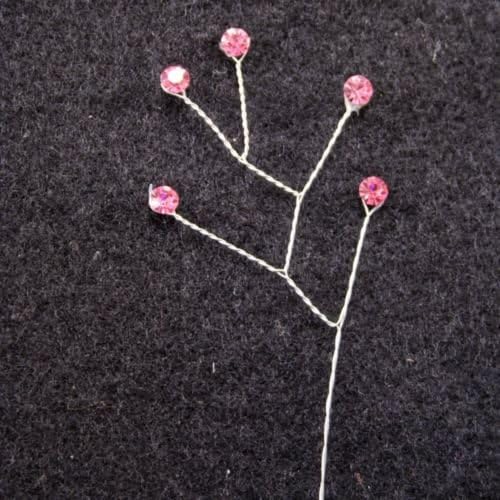 12 Rhinestone Sprays Per Package 5 Rhinestones Per Spray Each Stone Is 3/16" (5mm) In Diameter The Overall Spray Is 8" In Length. The Stem Below The Bottom Branches Is 6" Long, (Rose)