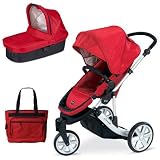 Britax U291778KIT1 B-Scene Stroller and Bassinett with Diaper Bag - Red