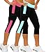 iloveSIA 2PACK Women's Capri Yoga Running Pants Leggings Sky Blue+Rose XL