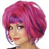 Womens Pink and Blue Party Girl Costume Wig