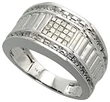14k White Gold Men's Fancy Ring, w/ 0.60 Carat Brilliant Cut & Invisible-set Diamonds, 1/2 in. (13mm) wide