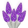 Set of 50 Commercial Grade Purple LED C6 Christmas Lights - White Wire