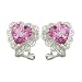 14K White Gold 0.14 ct. Diamond and 3 1/3 ct. Pink Topaz Heart Earrings