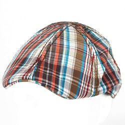 Plaid Summer 6 panel Ivy Driver Hat Blue Orange with Multi-Colors M/L