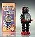 Vintage Style Black Windup Tin High Wheel Robot