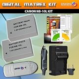 Canon SX40 POWER KIT PowerShot SX40 HS, NB-10L (Includes 2-1200mAh batteries and pocket charger) for the Canon SX40 SX40HS, Canon PowerShot G1 X