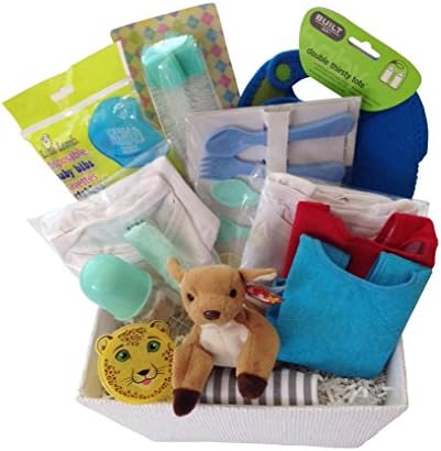 Sleepy Bunny New Baby-On The Go-Gift Basket Unisex -Includes Stuffed Animal and Food Storage Container
